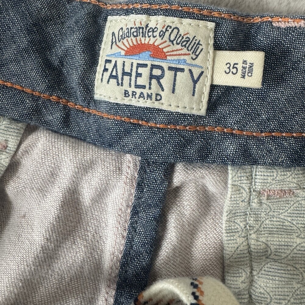 Faherty Men's Chino Shorts Linen Blend Blush Pink 35 Preppy Coastal Beach Casual - Picture 3 of 6
